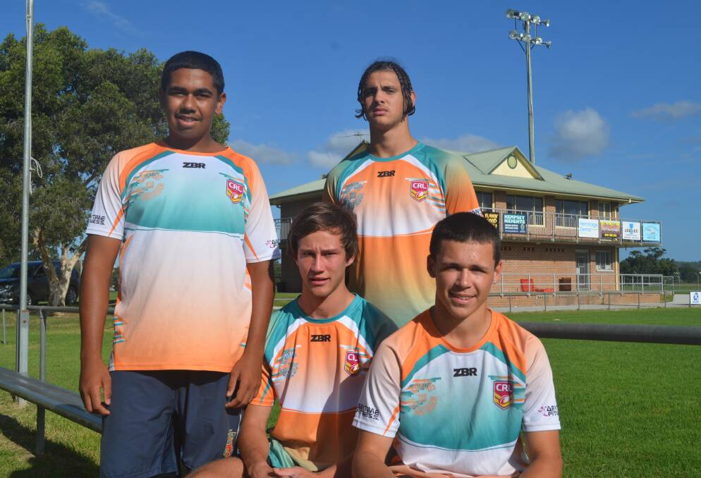 Rep players: Selwyn Smith, Kaine Parkinson, Dane Hill and Ethan Thompson represent the North Coast rugby league side. Photo: Callum McGregor.