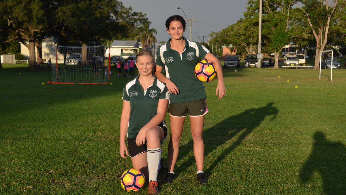 In charge: Abigael Baker and Amy O'Brien are the first women coaches of senior sides for the Kempsey Saints Football Club. Photo: Callum McGregor.