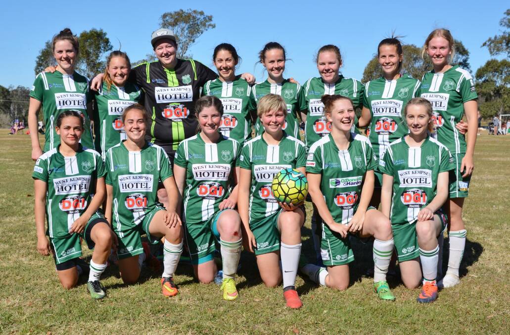 Team shot: Kempsey Saints White team after their grand final with Wauchope on Saturday. Photo: Penny Tamblyn.