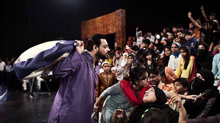 Come on down ... a studio audience watches Aamir Liaquat Hussain on set. He calls his controversial show a combination of religion and enterainment.