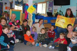 Early learning: storyteller Morgan Schatz Blackrose entertained children, parents, grandparents and staff at the Upper Macleay Preschool’s playgroup as part of a local project to promote literacy