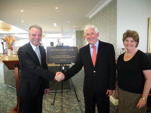 Setting the standard: Dr Brendan Nelson with Thompson Healthcare’s Doug Thompson and Thompson Healthcare director Jill Rodgers at Macleay Valley House