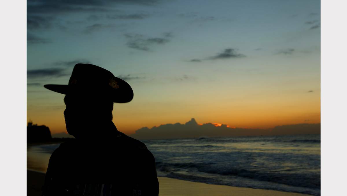 Anzac Day dawn service at Nobbys Beach. Photo: RYAN OSLAND