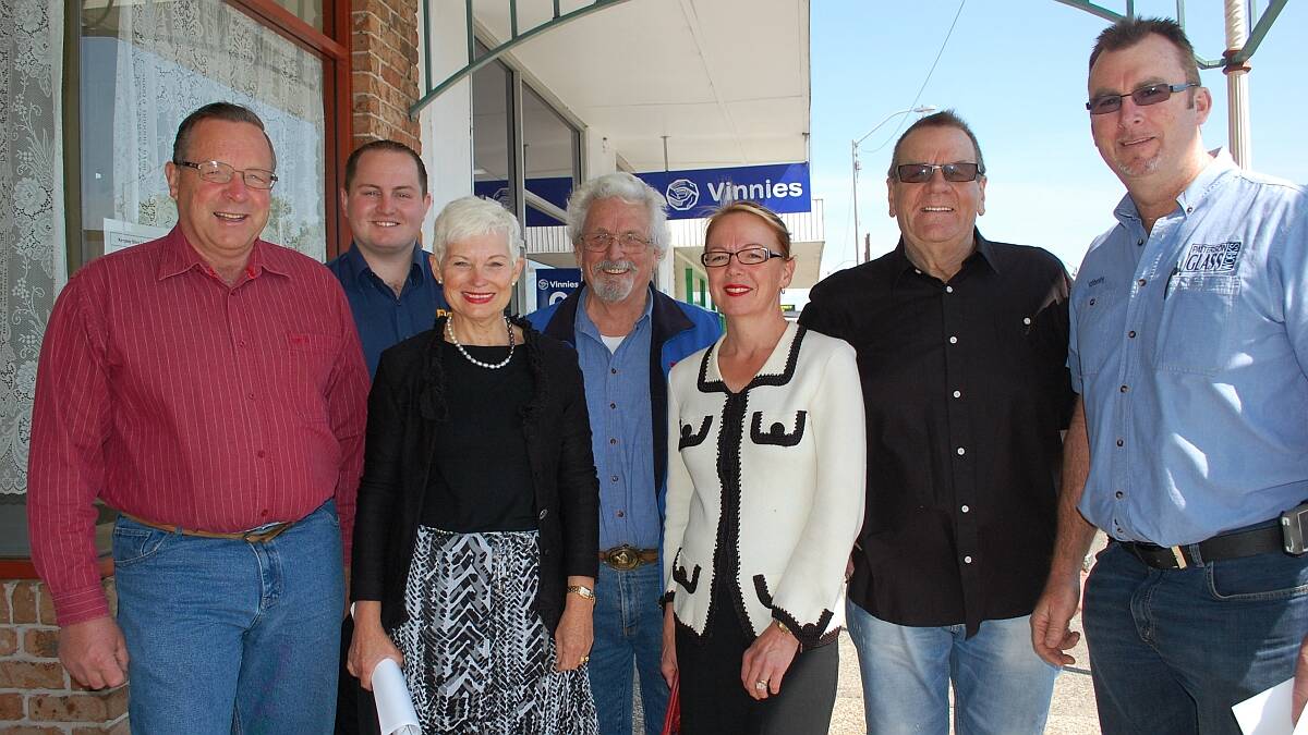 Youth and experience: Bruce Morris, Ashley Williams, mayor Liz Campbell, Jim Gribbin, Sue McGinn, Lou Kesby and Anthony Patterson at the election office in Kempsey yesterday (not pictured Betty Green and Dean Saul)