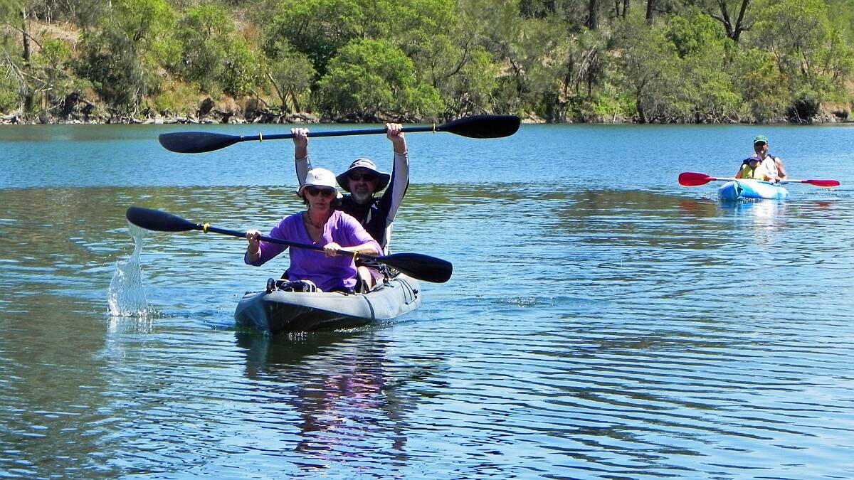Paddle power: Jenny Skeen and Mick Baker, from Dondingalong, showed their support on Sunday for Save Our Macleay River’s campaign to protect the valley’s major waterway.