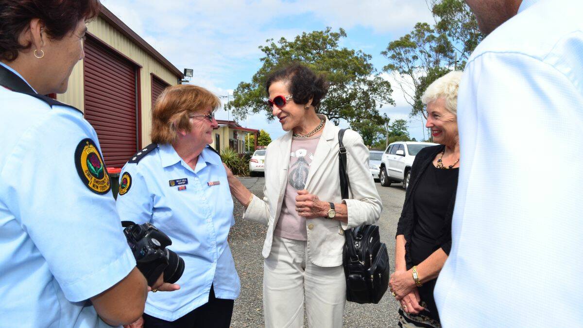 Recognition: Prof Bashir expressd her gratitude to Kempsey SES unit controller May Gill for the efforts of volunteers from the area and elsewhere in NSW during the latest flood. Mayor Liz Campbell welcomed the governor back to the Macleay on behalf of the shire