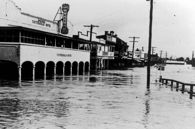 Belgrave St looking west from the road bridge during the 1949 flood, the deadliest flood on record. Pics: Macleay River Historical Society.