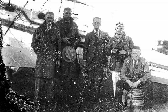 Australian aviator Sir Charles Kingsford Smith and party after his aircraft ‘Southern Cross’ was forced to land at Frogmore on the Lower Macleay in 1933. Pics: Macleay River Historical Society.