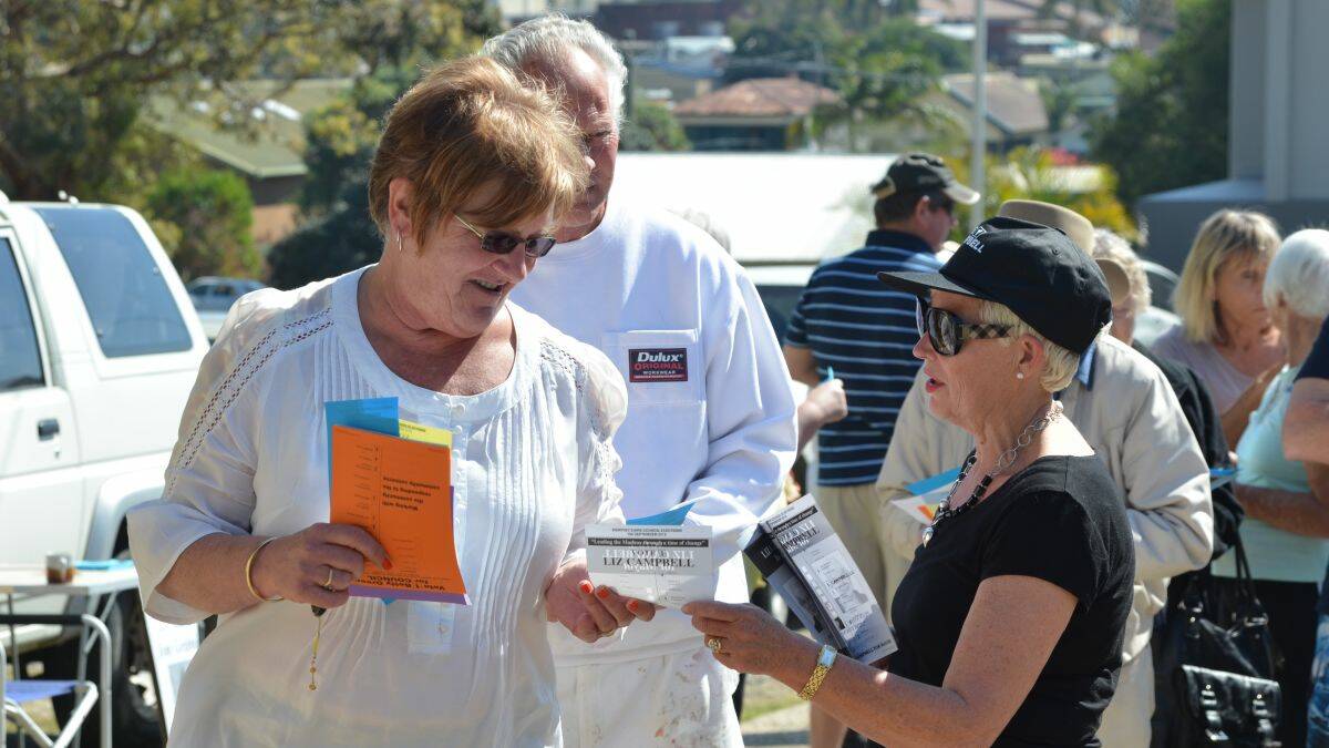 How to vote: Liz Campbell canvasses for votes outside the polling place.