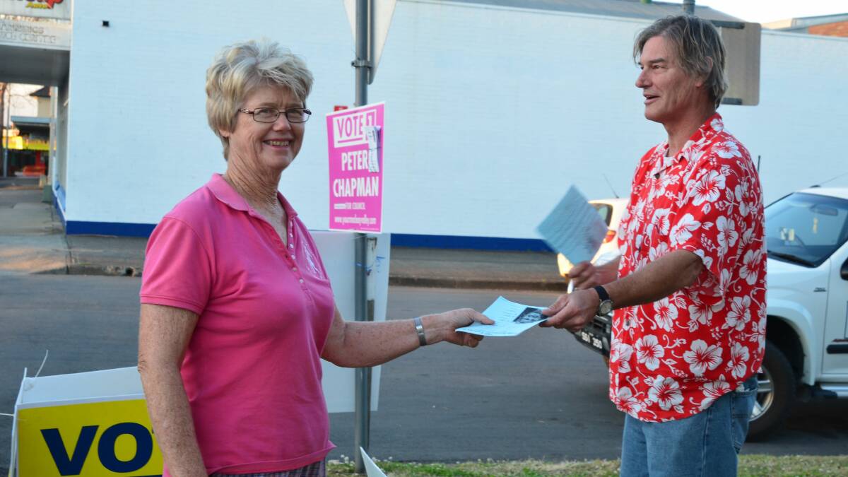 Vote for me: Greg Sowter hands out a how-to-vote flyer in Kempsey.