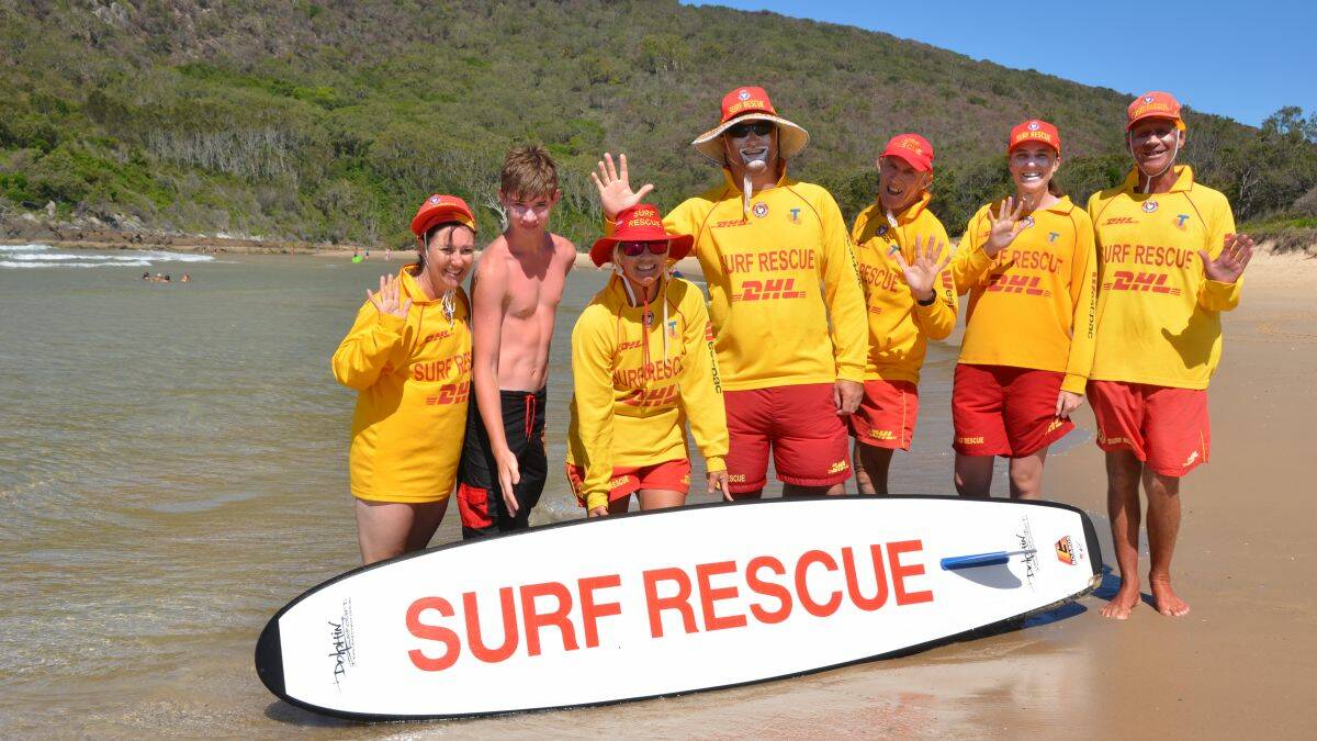 Valued service: Hat Head Surf Lifesaving Club's Patrol No.5 - Leanne and Jake Sydenham, Pauline Kirby, Les Sanders, Andrew Kirby, Sierra Sanders and Paul Ruddock, helped to ensure a safe beach experience for all.
