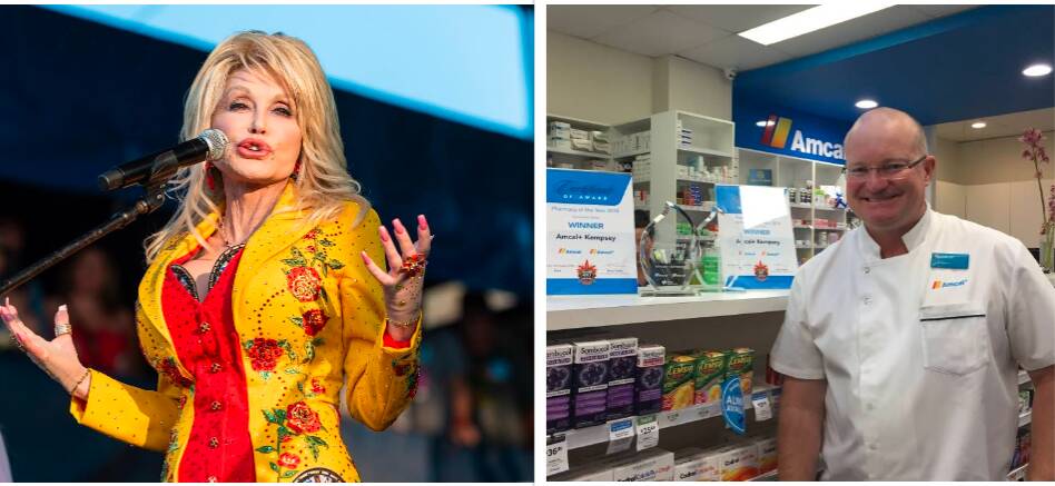 Dolly Parton, Photo: Shutterstock, Kempsey pharmacist Greg Hollier 