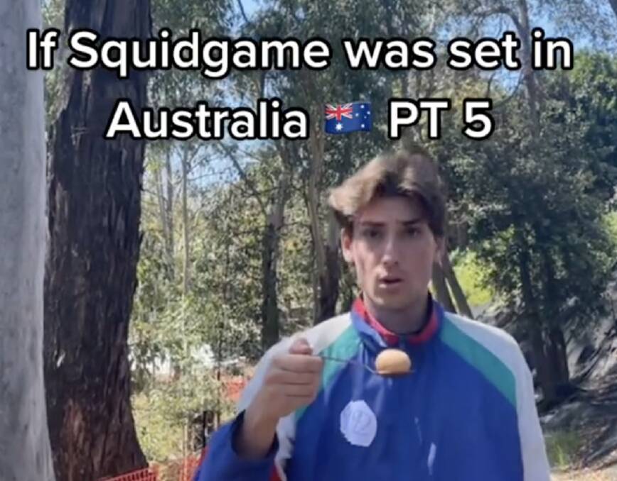 Sydney TikToker Alistair Fawcus (pictured), 24, has made a viral video series by adding an Australian twist to Squid Game - which is now the biggest series on Netflix.