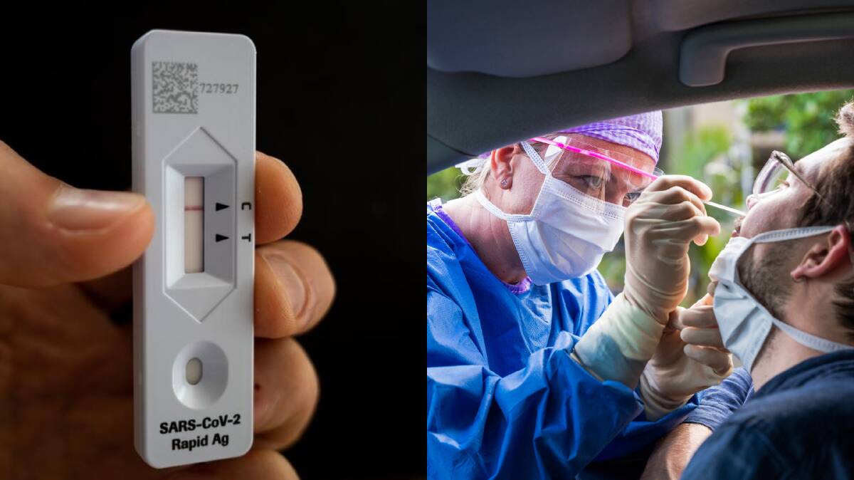 Rapid antigen testing kits (left) have been selling out at pharmacies while people have been waiting hours for traditional polymerase chain reaction (PCR) tests (right) at clinics amid the latest outbreak of COVID-19. 