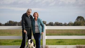 ROAD TO RECOVERY: Carlyle man Mick Humphreys, with wife Jenny and dog, Lila, is pushing for governments to act on delivering vaccines. Pictures: JAMES WILTSHIRE