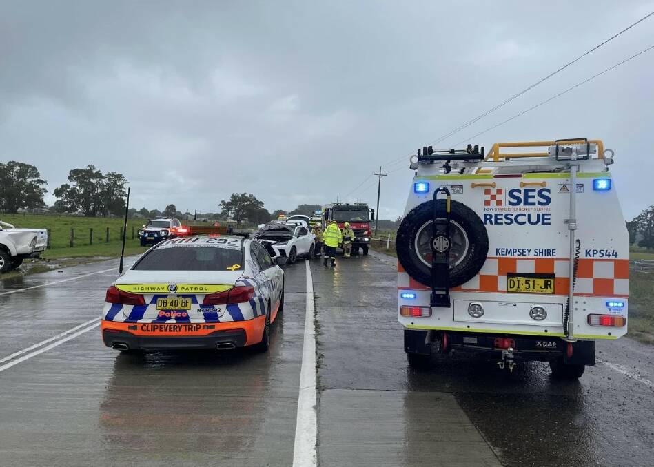 NSW SES Macleay Valley respond to a motor vehicle accident on Macleay Valley Way near Bellimbopinniwere. Picture supplied by NSW SES Macleay Valley 