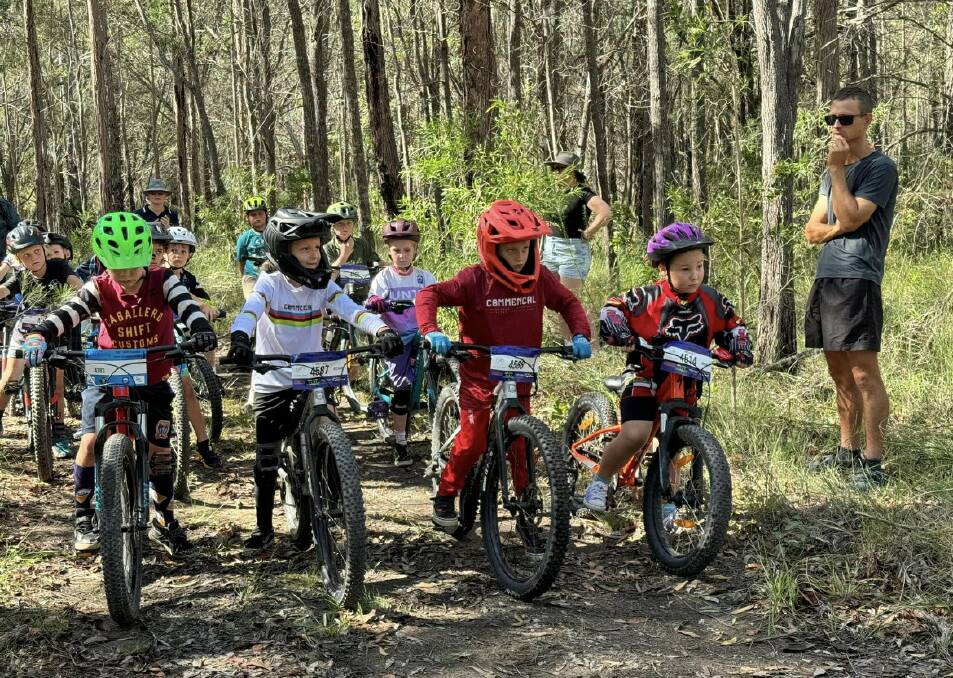 Under-9s competing in the NSW Schools Mountain Bike Series XC and Funduro MTB Series. Picture supplied, Macleay Valley Mountain Bikers Club Facebook