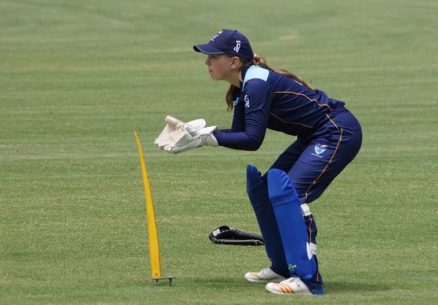 Ava Ryan prepares for wicket-keeping duties. Picture: supplied