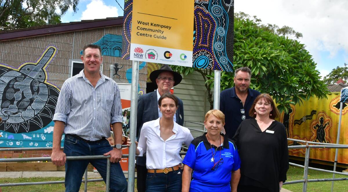 Front: NSW Housing Minister Rose Jackson, Kempsey Neighbourhood Centre manager Shirley Kent and CHL NSW manager Megan Davidson. Back: Member for Oxley Michael Kemp, Kempsey Shire Mayor Leo Hauville and CHL's community development manager Steve Neale. Picture by Mardi Borg