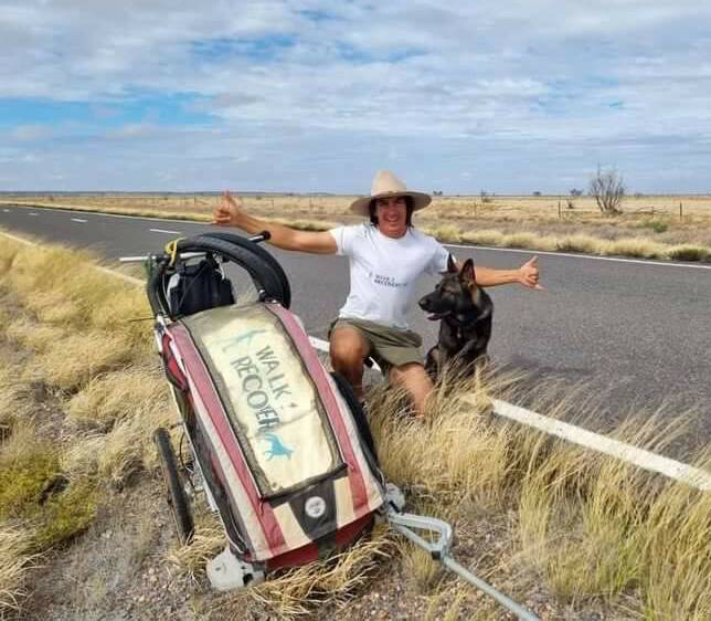 Benny Scott and his dog Frankie walked from Sydney to Darwin to raise awareness of addiction and mental health. Photo: supplied
