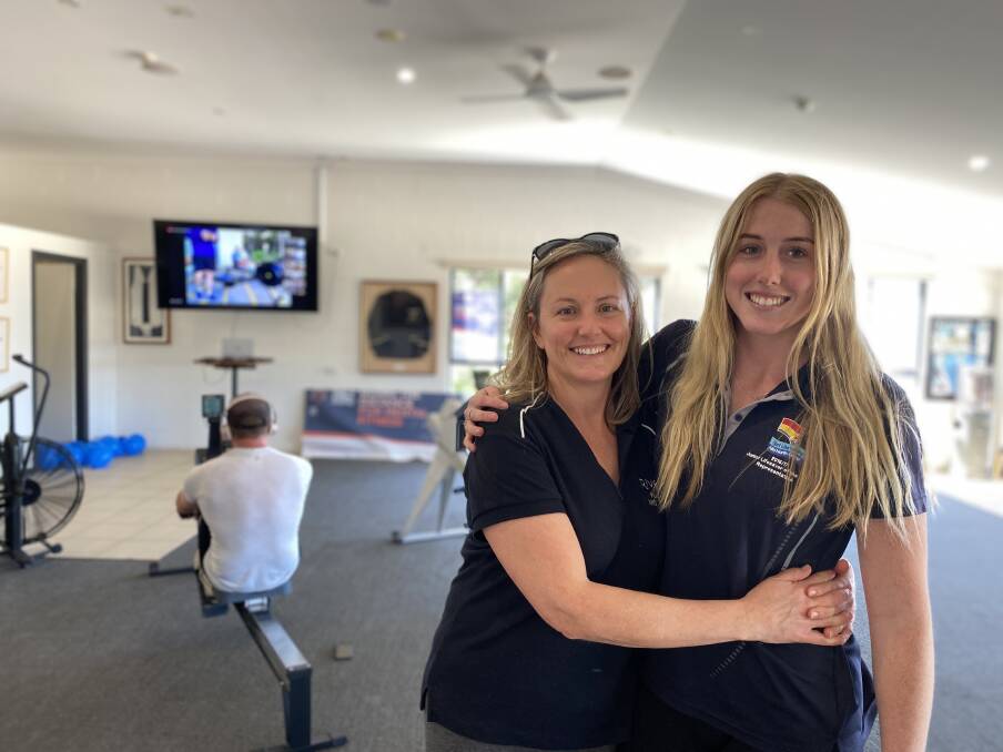 Organiser Erin Cook and her mother Janelle tag-team for the 24 hour row challenge. Picture: Ellie Chamberlain
