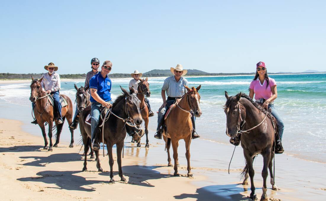Macleay Recreational Horse Riders Alliance partnered with CHDaWG to protest banning horses on Goolawah Beach. Picture by Paul Jurak, Kayakcamerman 