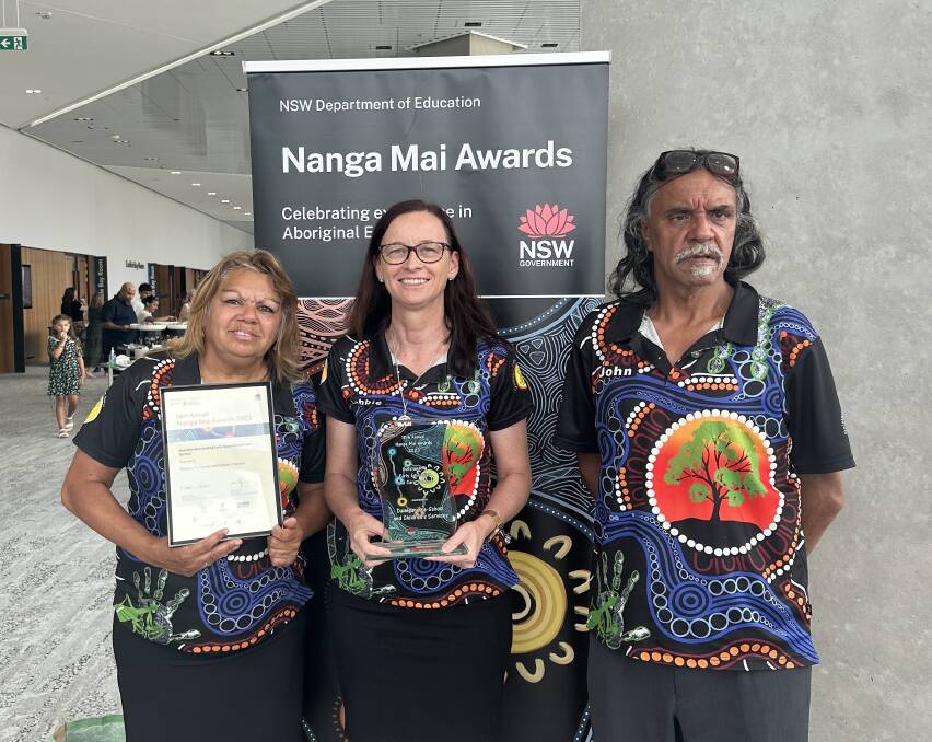 (L-R) Aunty Vicky Taylor, Debbie Swanson, Uncle John Kelly proud to be recognised at the Nanga Mai Awards. Picture supplied Paul Koch