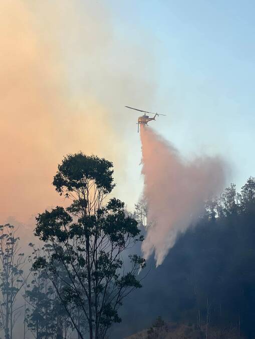Land and air crews will continue to focus on the fires in the Kempsey LGA. Picture by NSW RFS Eungai Brigade