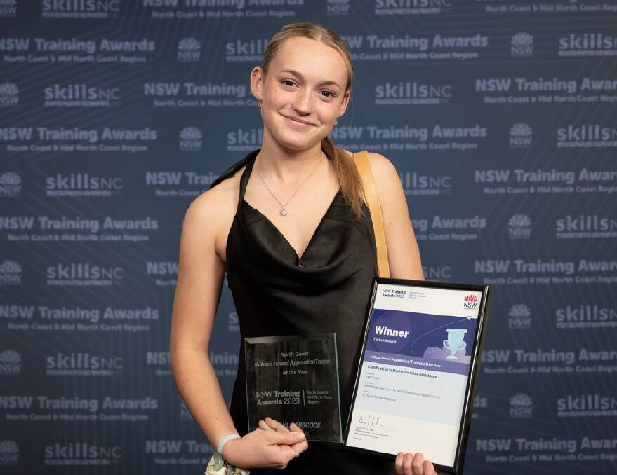 St Paul's College student Tayla Hiscock took home the 2023 NSW North Coast Region School-based Apprentice/Trainee of the Year. Picture supplied