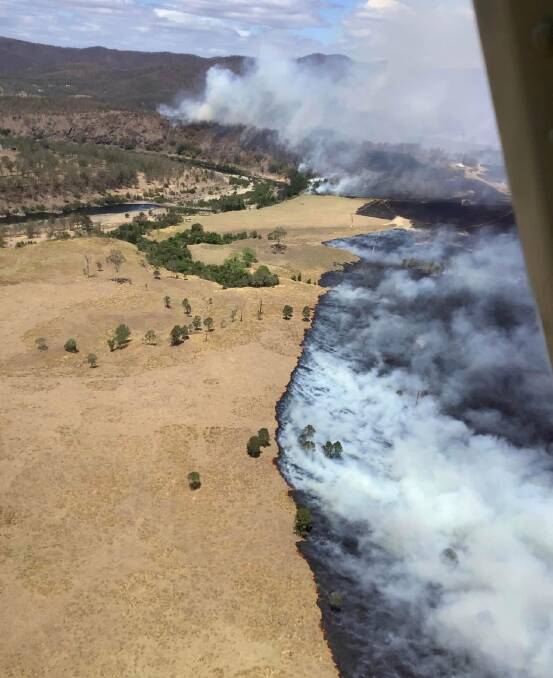 Aerial photo from crews working on containment lines at Willi Willi Road fire on Friday, October 20. Picture supplied