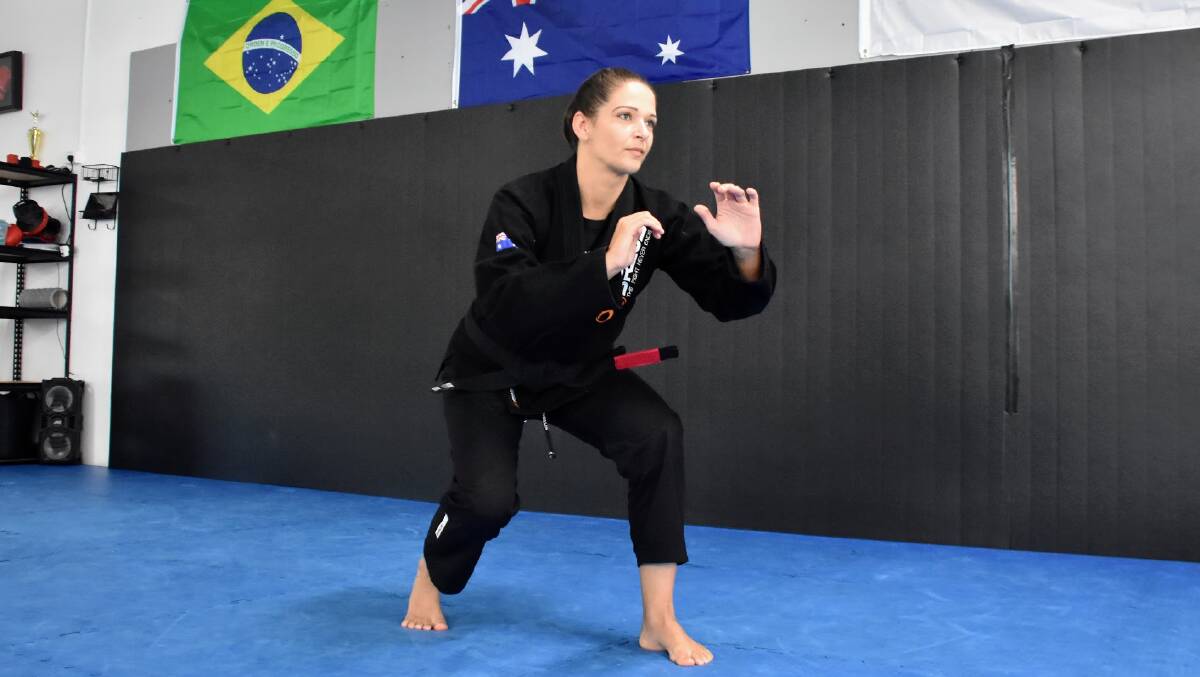 Alana Lewthwaite in a Brazilian Jiu-jitsu stance at Macleay Valley Martial Arts. Picture by Emily Walker