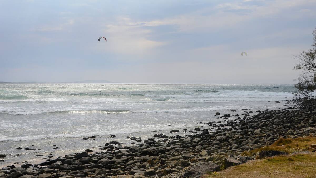 There were plenty of kite surfers out at Crescent Head as the first day of the National Old Mal Titles (Friday, September 8) were rescheduled following windy conditions. Picture by Emily Walker
