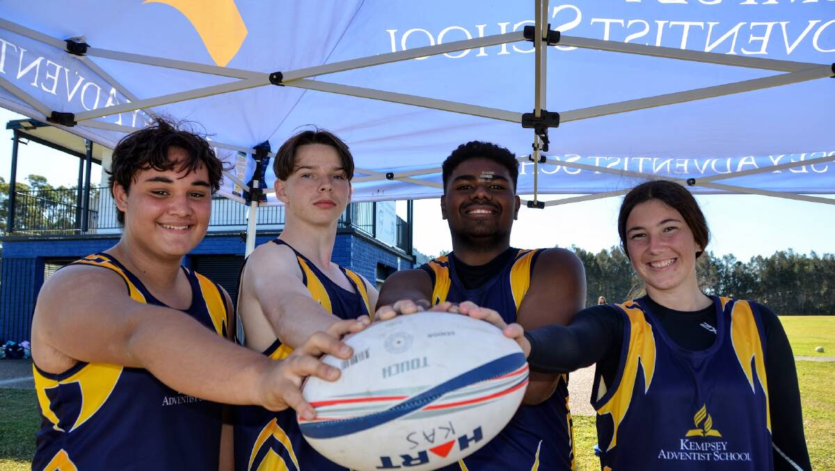 Kempsey Adventist School students (LtoR) Jonel Resurreccion, Brody Skinner, Marika Toroca and Amelia Teisseire took to the field for the regional challenge. Picture by Emily Walker