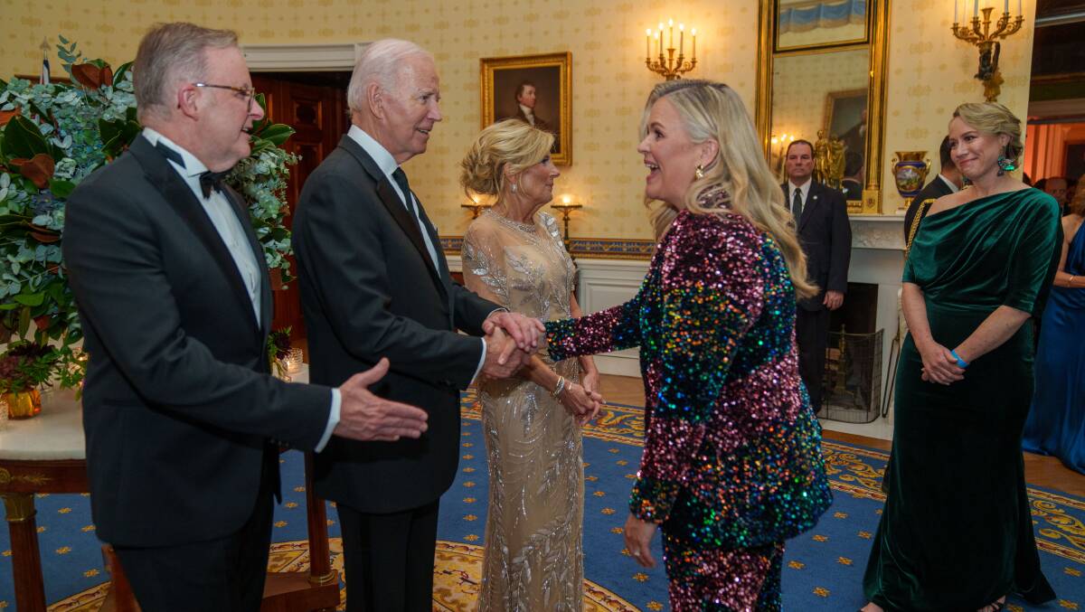 Taryn Brumfitt and Dr Zali Yager at the White House with Anthony Albanese, President Joe Biden and Dr Jill Biden. Picture supplied