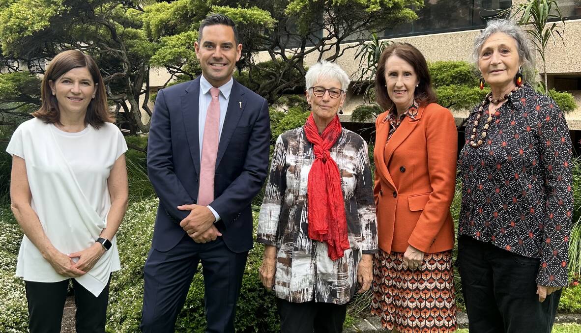 Dying with Dignity CEO Shayne Higson, Alex Greenwich MP, Janet Cohen, Leslie Williams MP and Jo Davidson outside the Parliament of NSW. Picture supplied 