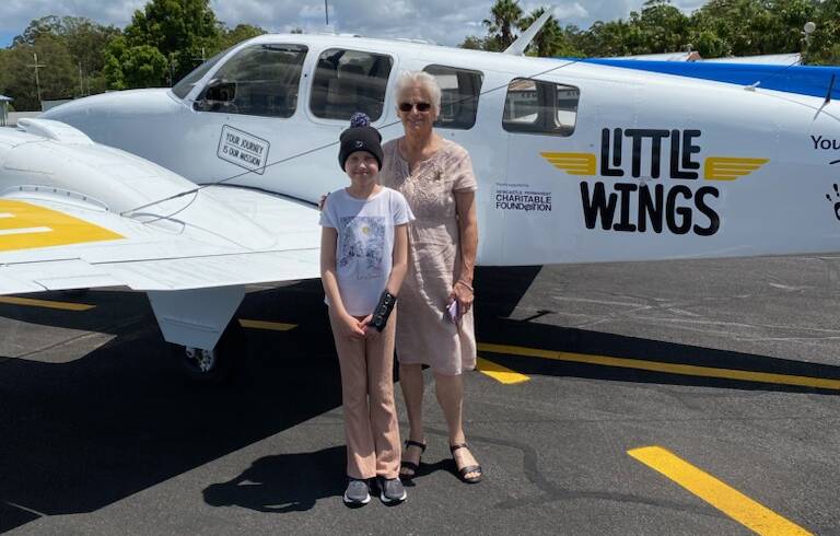 Isabelle Northey and Glenda before a Little Wings flight. Picture supplied