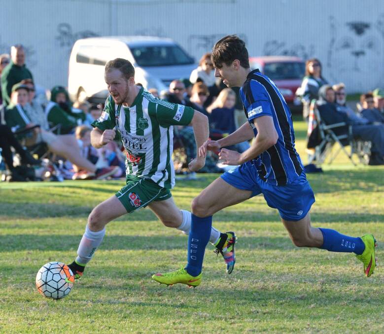 Dan Baker in action against the Port Saints two weeks ago, Kempsey's Saints drew with Taree Wildcats 1-1 on the weekend.