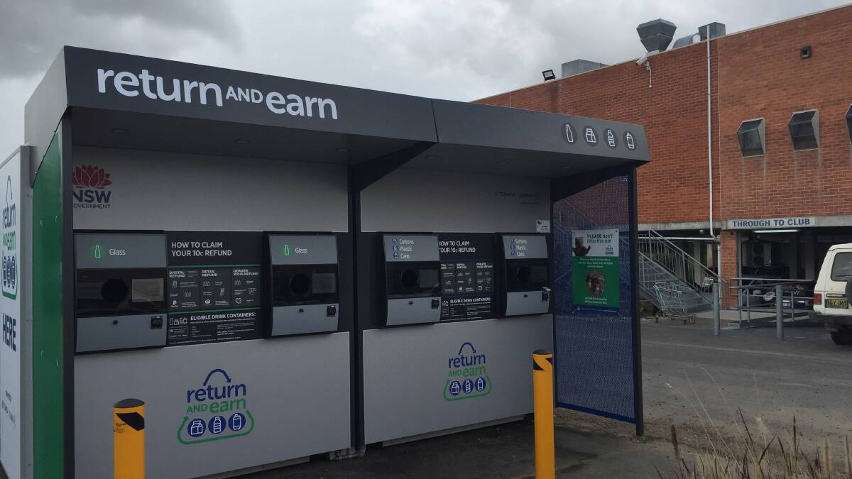 IN OPERATION: The Return and Earn reverse vending machine is located at the back of Kempsey Macleay RSL Club.
