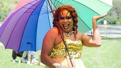 GLAMOROUS: Kempsey's Dreamtime Divas carried Baylin Hoskins' ashes at the 2017 Mardi Gras.
