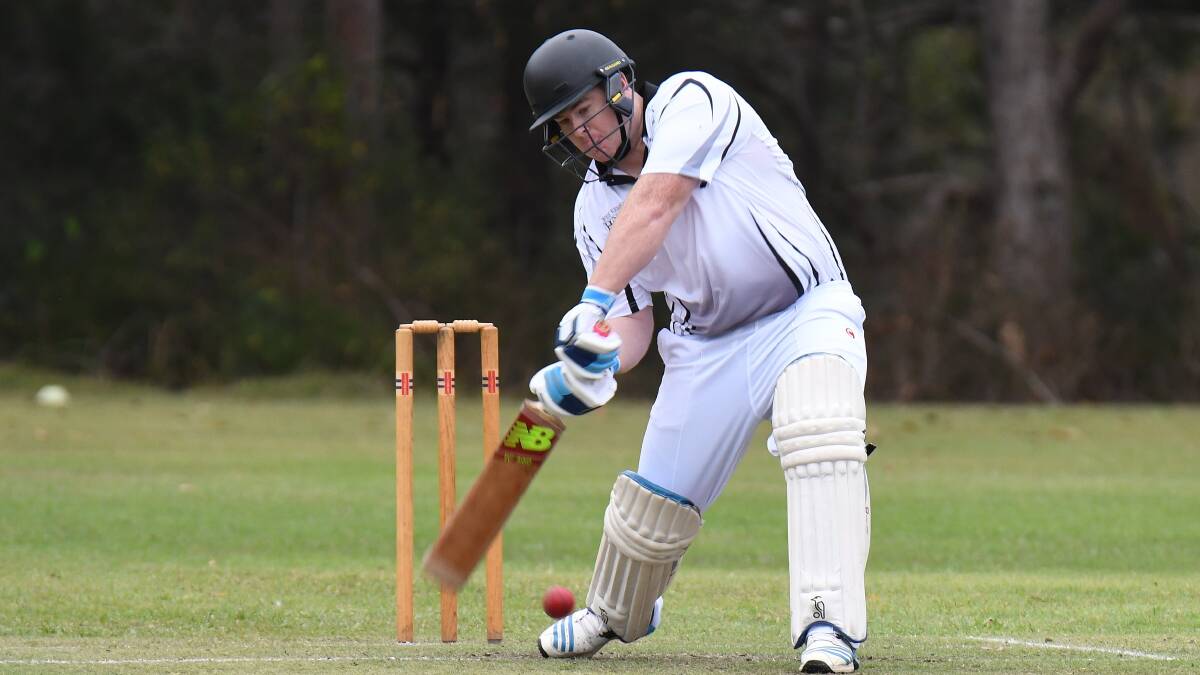 STRONG DEFENCE: Rovers all-rounder Matt Scott digs out a well-bowled delivery. Photo: Penny Tamblyn.