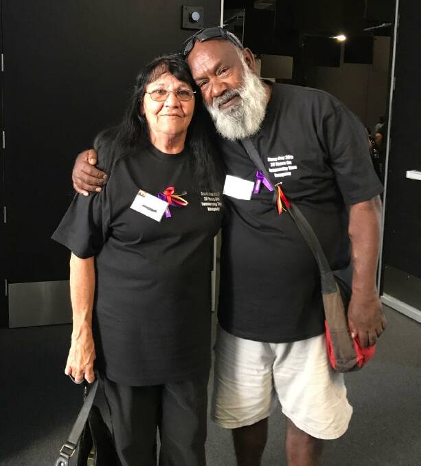 FAMILY REUNION: Ian 'Crow' Lowe and his sister Nola Ward at the 2017 Sorry Day commemoration at the Slim Dusty Centre in Kempsey. Photo: Supplied.