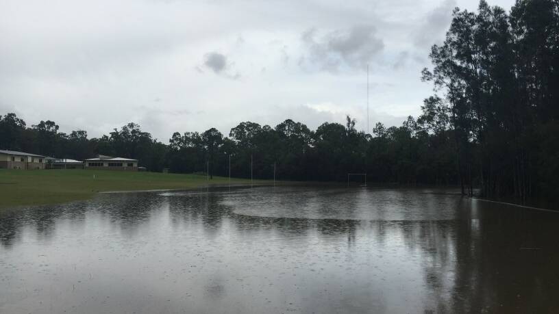 INUNDATED: The oval at Kempsey Adventist School.