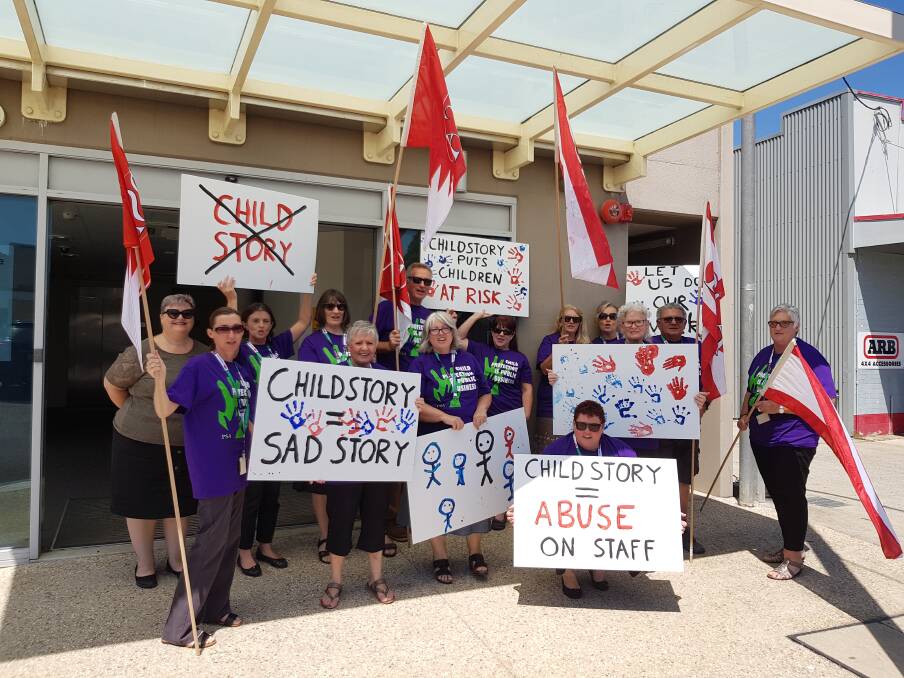PROTESTING: Kempsey's Family and Community Services workers spoke out against a new IT system which is placing children and staff at risk.