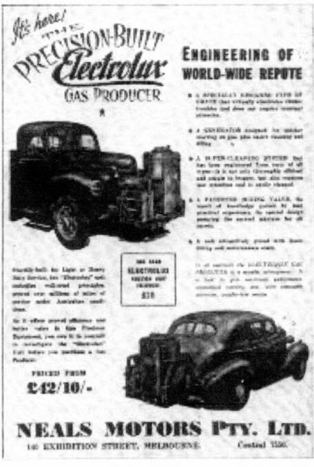 Advertisement for gas producing units in the 1940s (Photo: Don Bartlett 2008)
