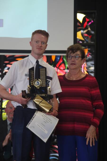 Edmund Rice Male Student of the Year - Harley Thackray, with Betty Green from St Vincent de Paul Society