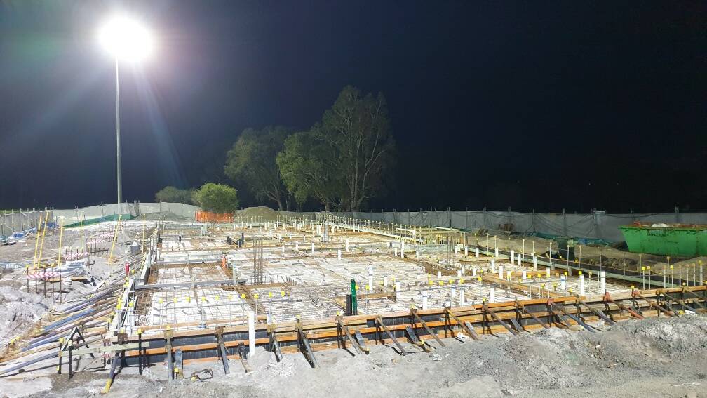 The foundation concrete slab for the South West Rocks High Performance Centre was poured last week