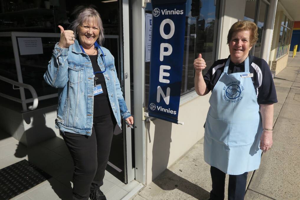Vinnes Kempsey shop is back in business much to the delight of Trish Doust and Ruth Usher