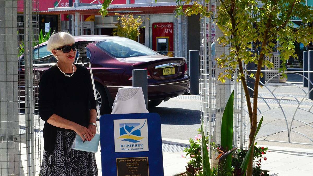 FLASHBACK: Kempsey mayor Liz Campbell at the launch of the Smith St refurbishment