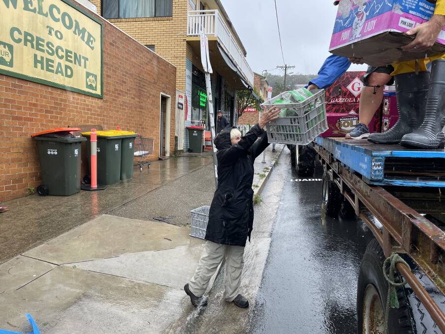 Kempsey Shire mayor Liz Campbell helping with a food drop off during the
March flood