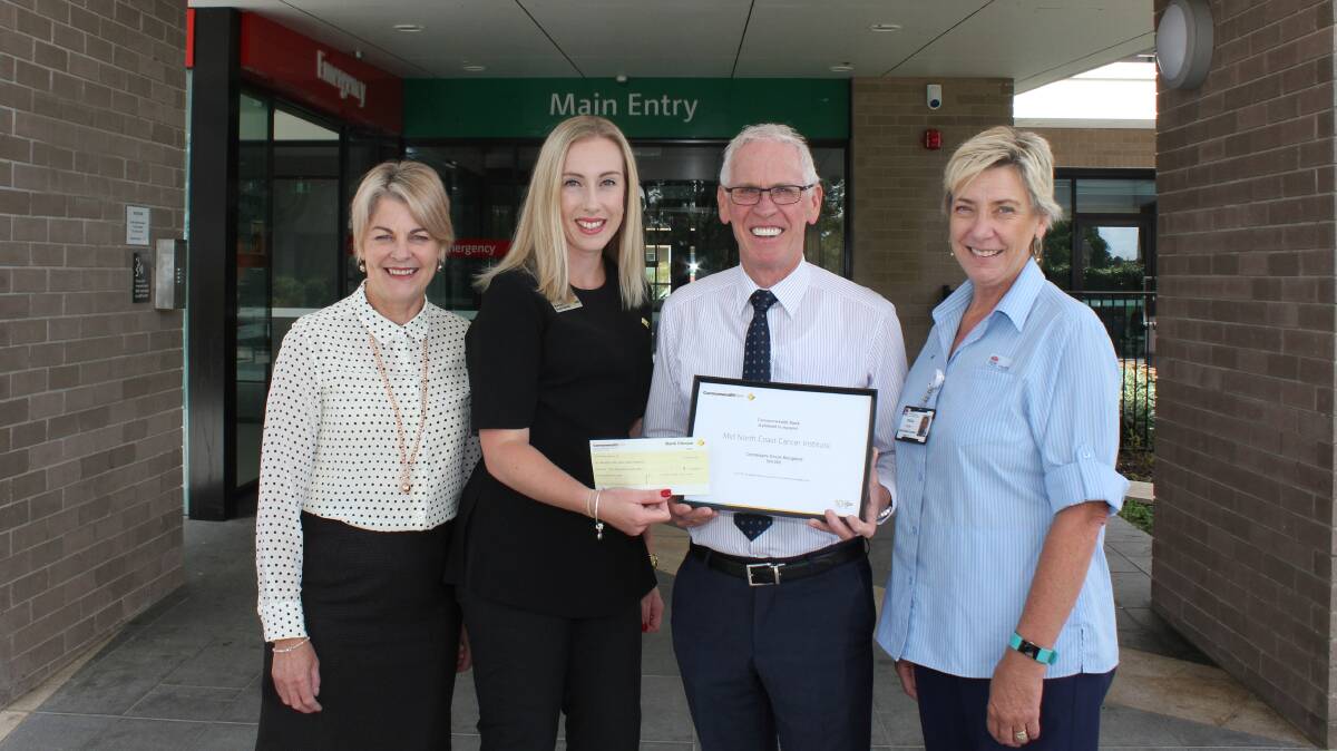 Commonwealth Bank’s Barb Green and Karissa Taylor with Kempsey District Hospital’s deputy director of Nursing, Michael Fowler, and the Mid North Coast Cancer Institute’s Tricia Bourke